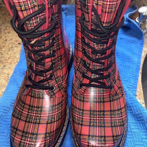 Vintage Rare Dr. Martens Drench Plaid Rubber Lace-Up Boot Women's Sz 9 GUC - Picture 6 of 9